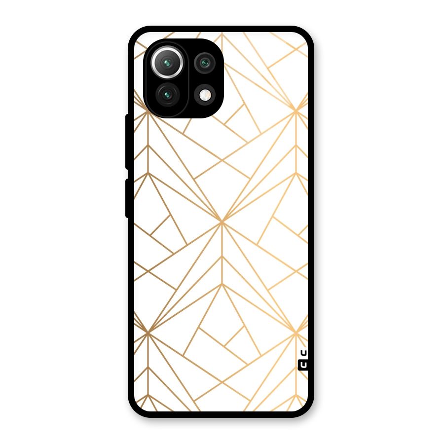 White Golden Zig Zag Glass Back Case for Mi 11 Lite