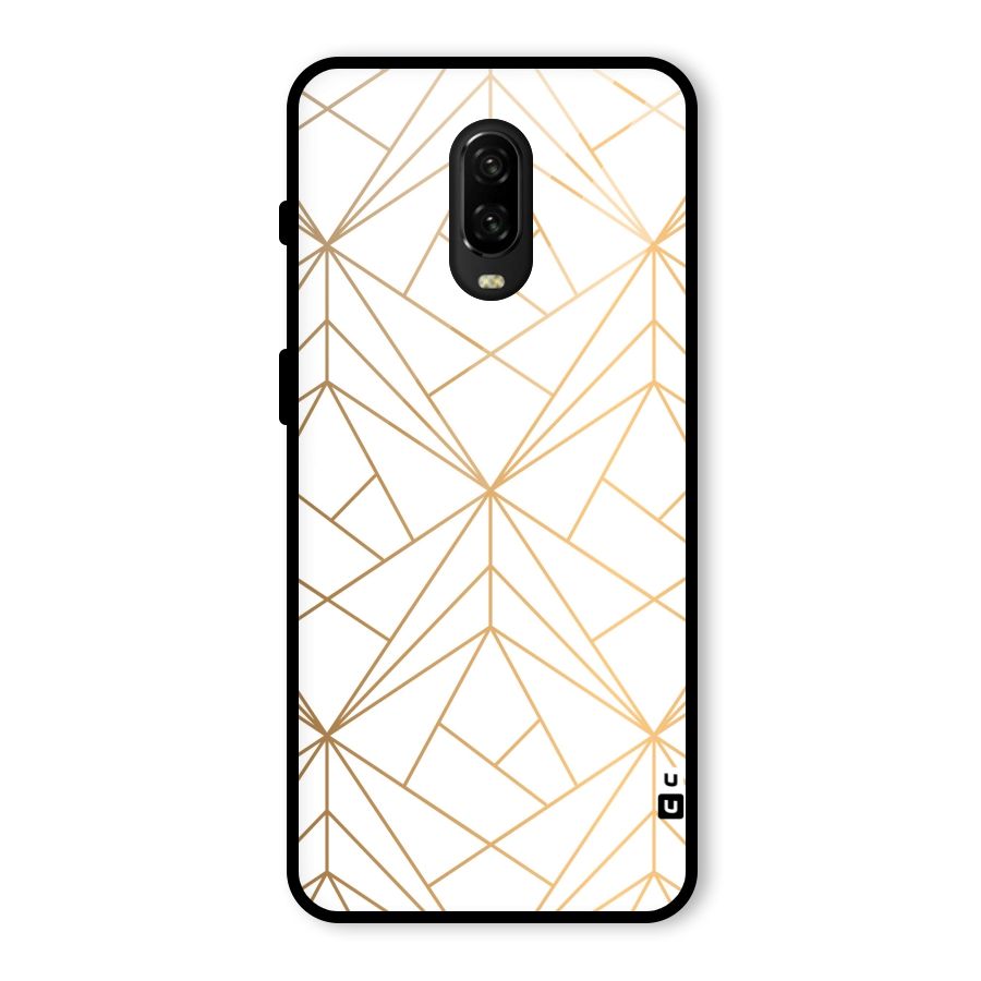 White Golden Zig Zag Glass Back Case for OnePlus 6T