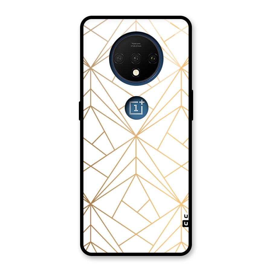 White Golden Zig Zag Glass Back Case for OnePlus 7T