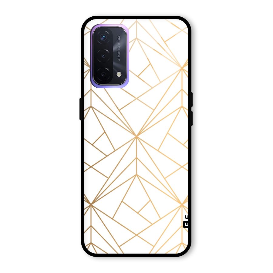 White Golden Zig Zag Glass Back Case for Oppo A74 5G