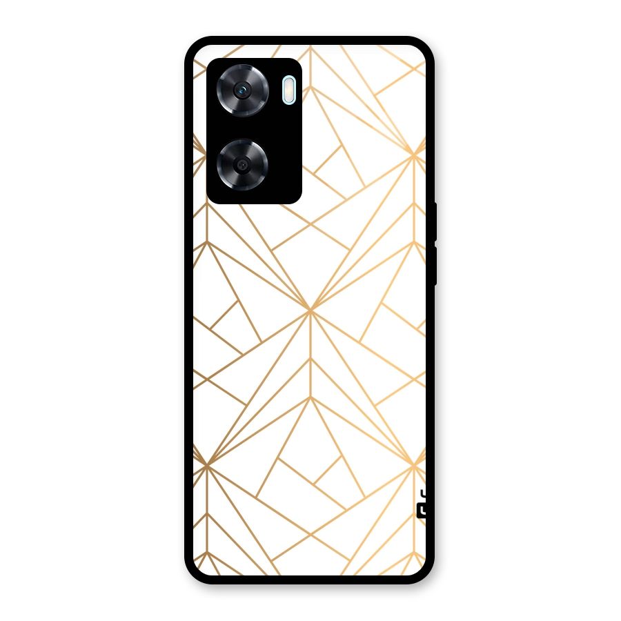 White Golden Zig Zag Glass Back Case for Oppo A77