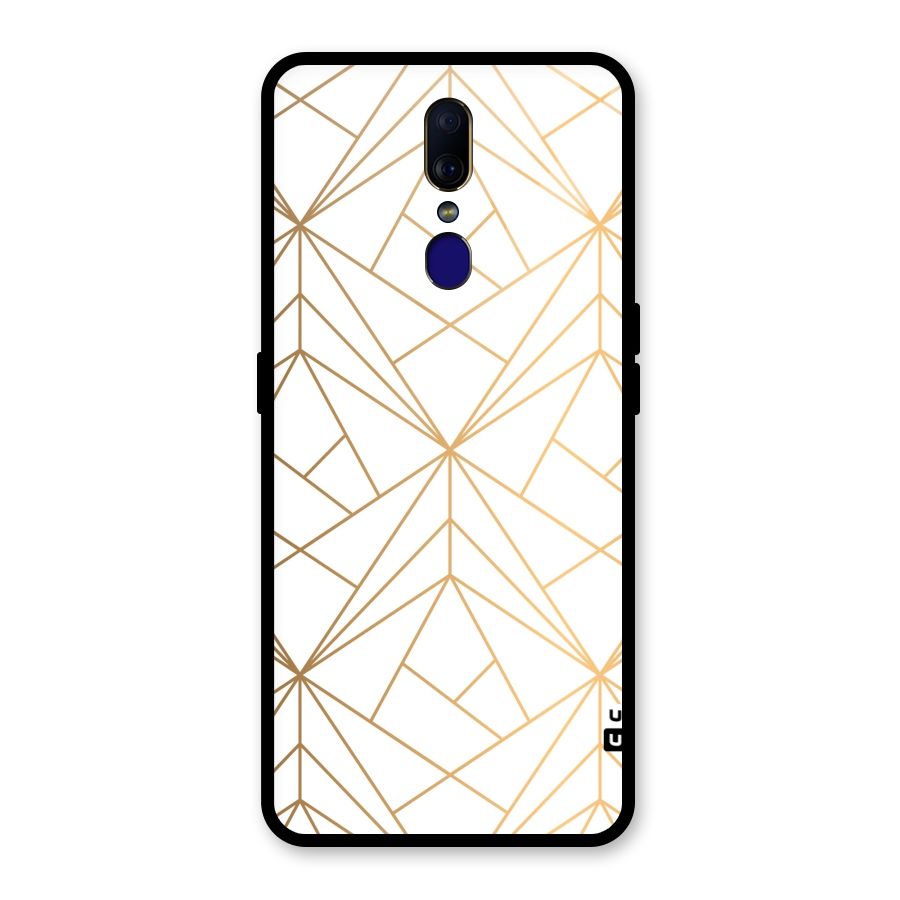 White Golden Zig Zag Glass Back Case for Oppo F11