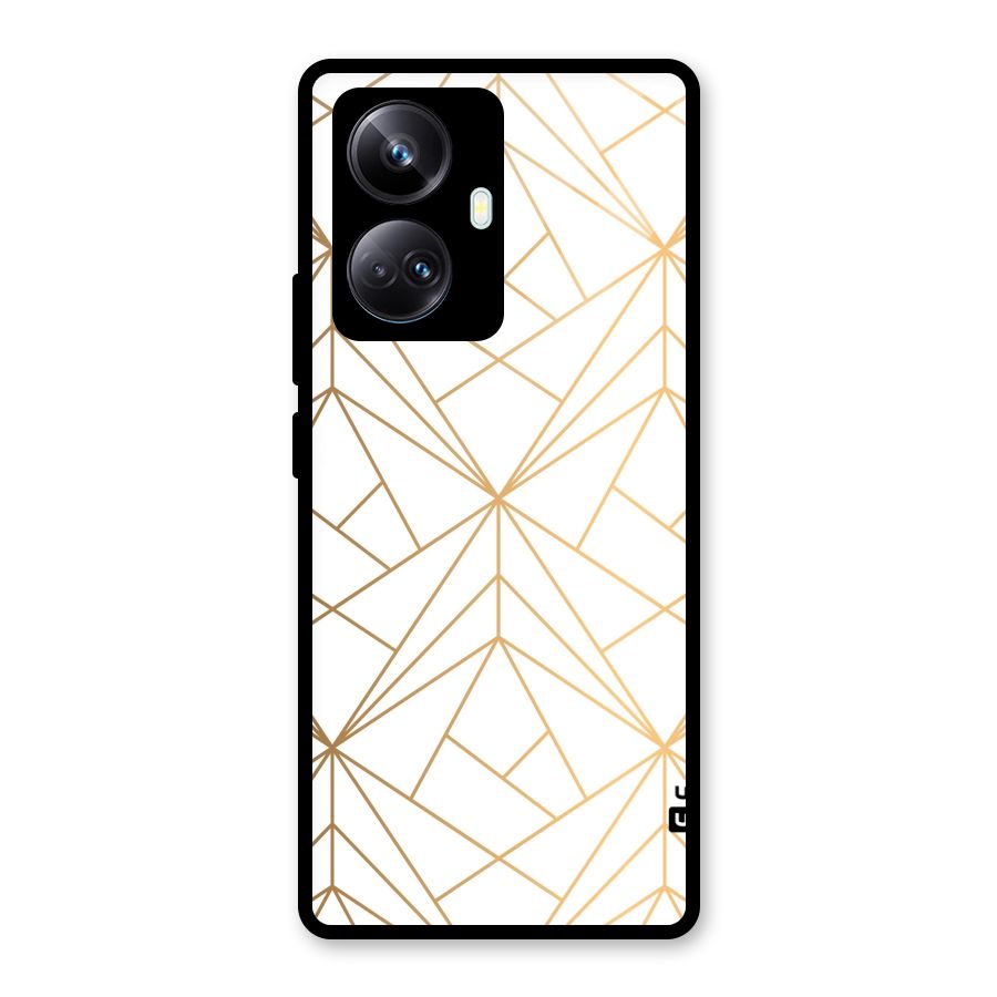 White Golden Zig Zag Glass Back Case for Realme 10 Pro Plus