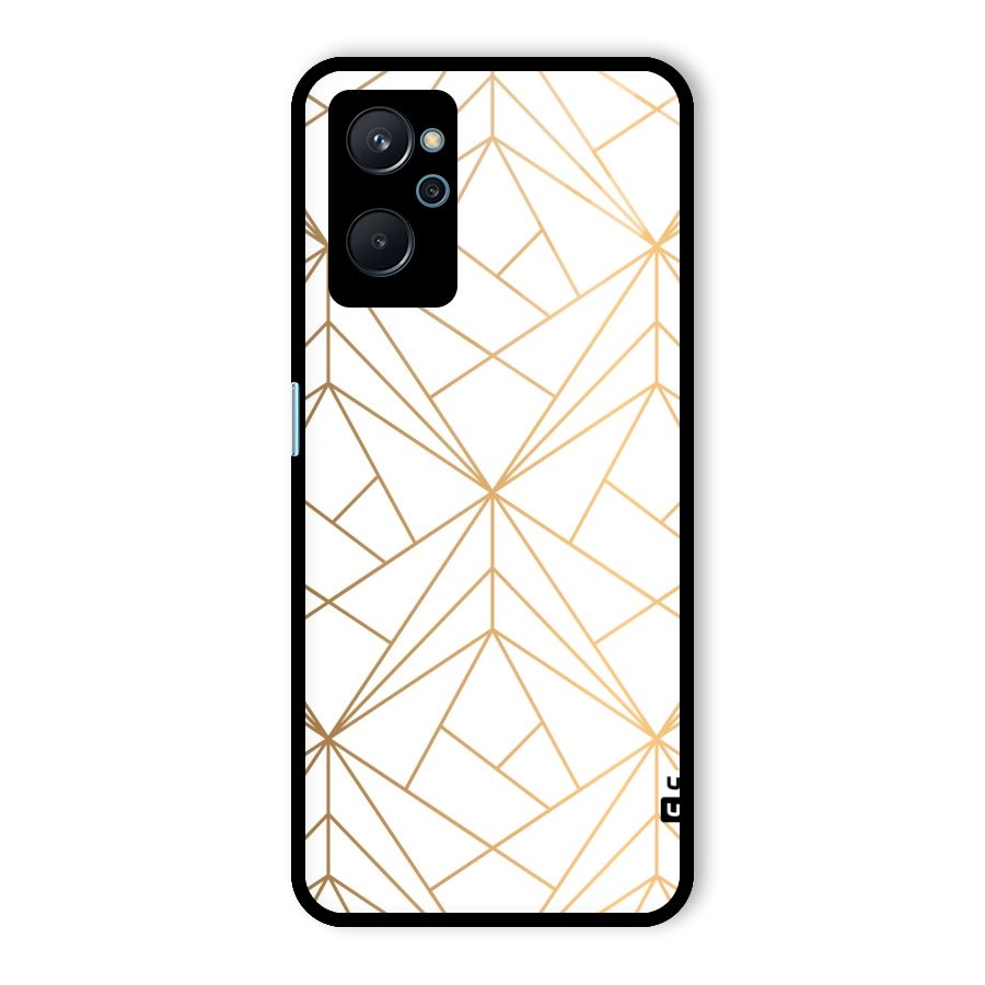 White Golden Zig Zag Glass Back Case for Realme 9i
