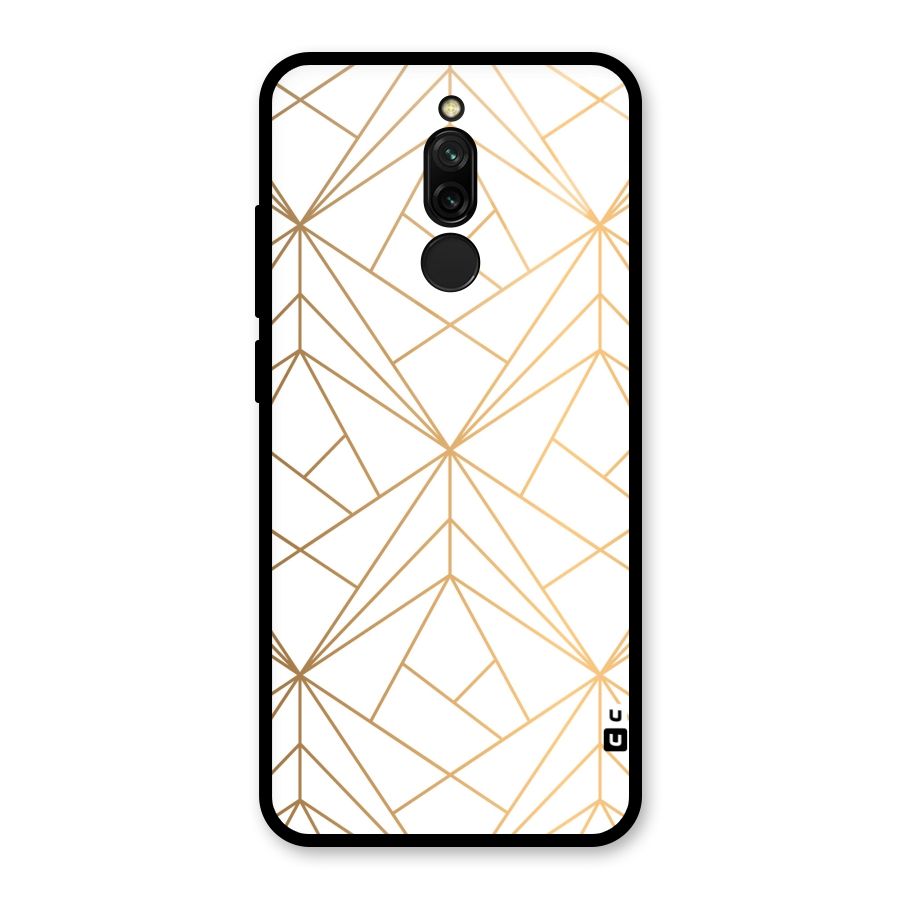White Golden Zig Zag Glass Back Case for Redmi 8