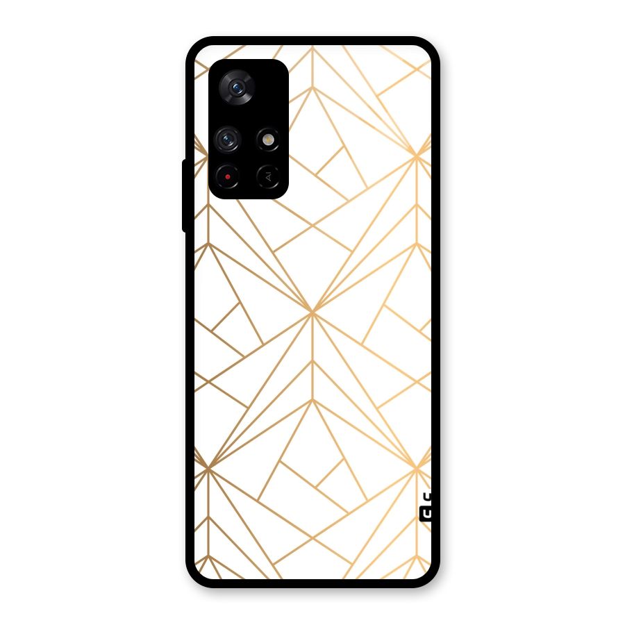 White Golden Zig Zag Glass Back Case for Redmi Note 11T 5G