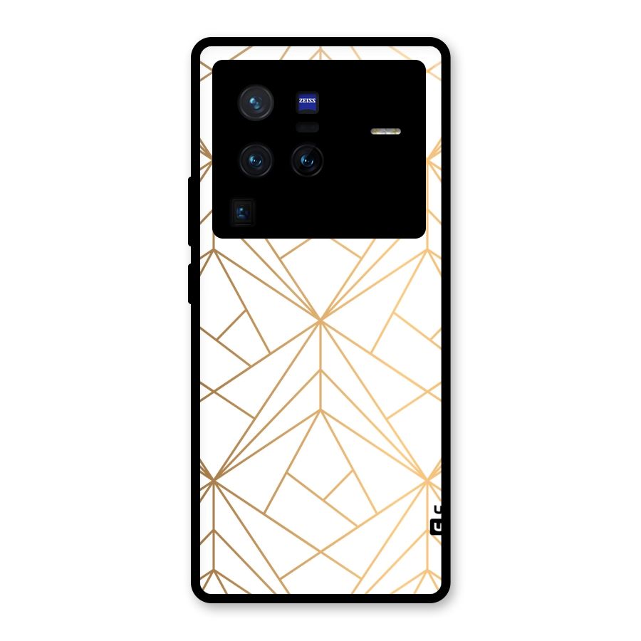 White Golden Zig Zag Glass Back Case for Vivo X80 Pro