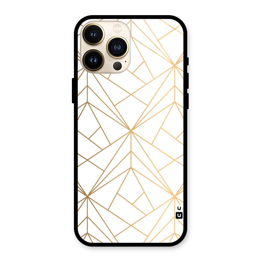 White Golden Zig Zag Glass Back Case for iPhone 13 Pro Max