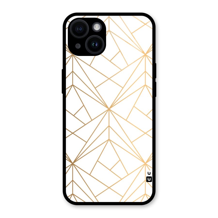 White Golden Zig Zag Glass Back Case for iPhone 14
