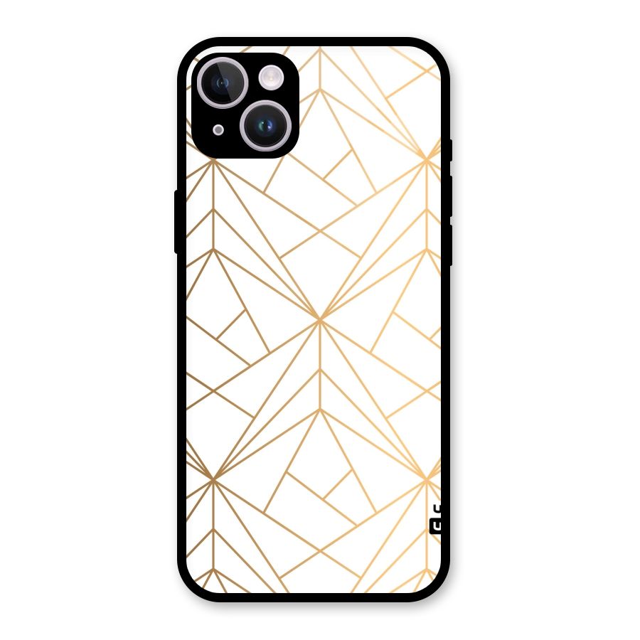 White Golden Zig Zag Glass Back Case for iPhone 14 Plus