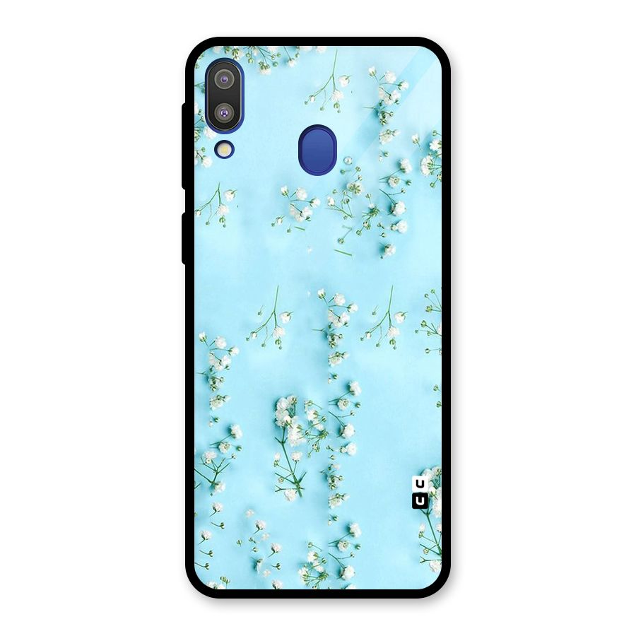White Lily Design Glass Back Case for Galaxy M20