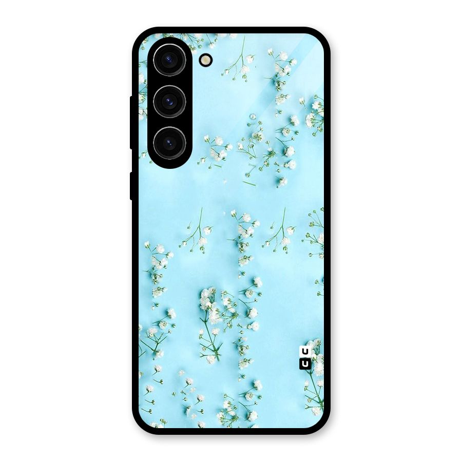 White Lily Design Glass Back Case for Galaxy S23 Plus