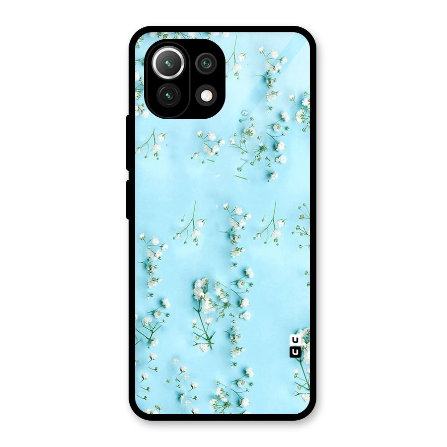 White Lily Design Glass Back Case for Mi 11 Lite