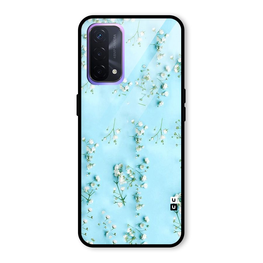 White Lily Design Glass Back Case for Oppo A74 5G