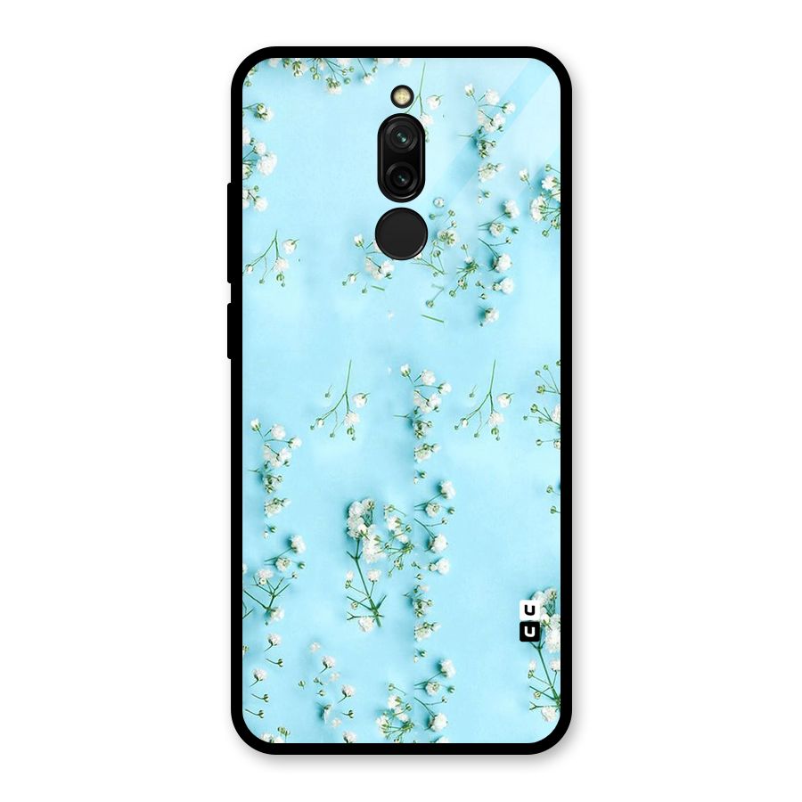 White Lily Design Glass Back Case for Redmi 8