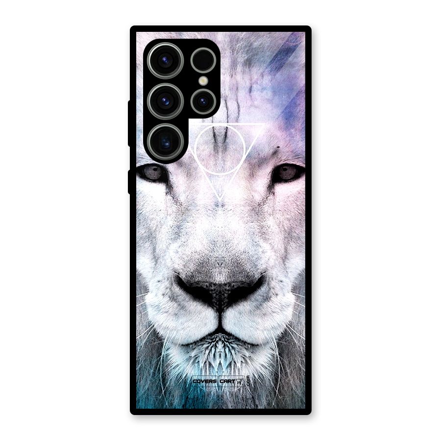 White Lion Glass Back Case for Galaxy S23 Ultra
