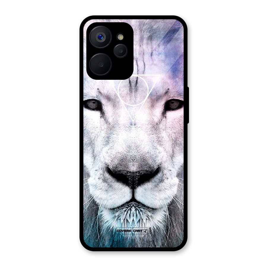 White Lion Glass Back Case for Realme 9i 5G