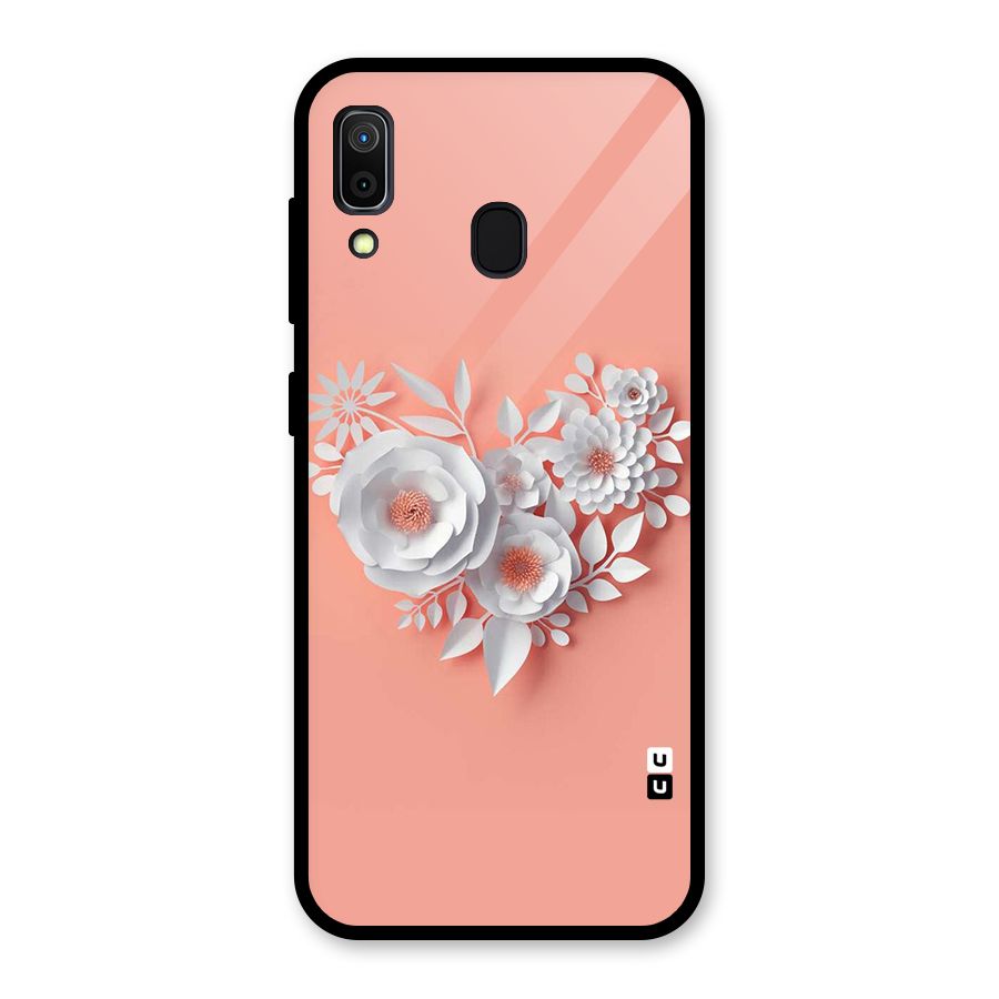 White Paper Flower Glass Back Case for Galaxy A30