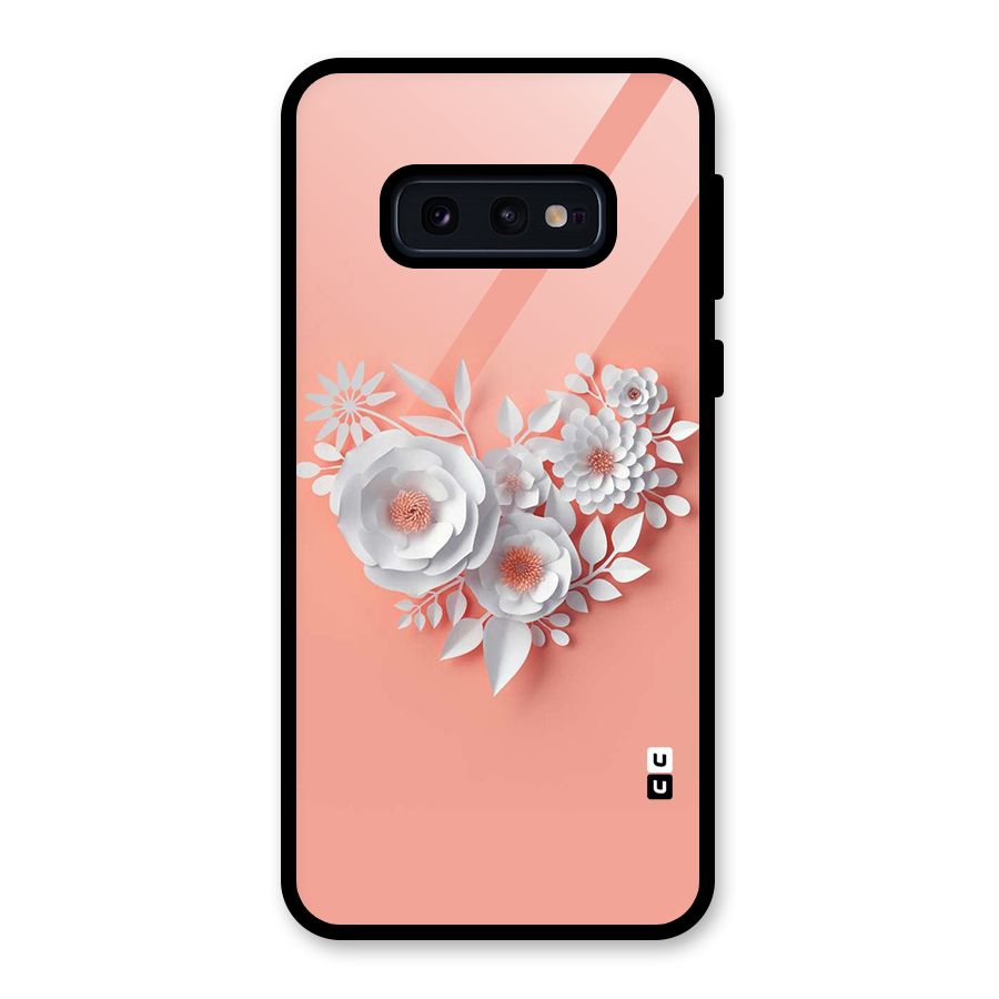 White Paper Flower Glass Back Case for Galaxy S10e