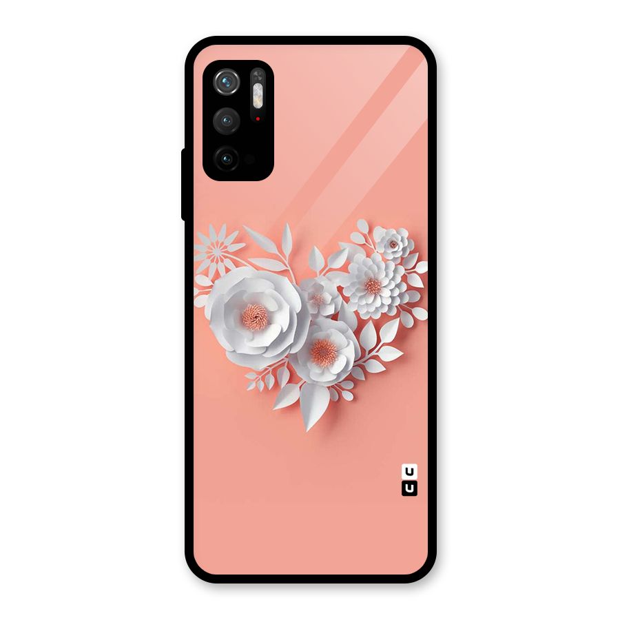 White Paper Flower Glass Back Case for Poco M3 Pro 5G
