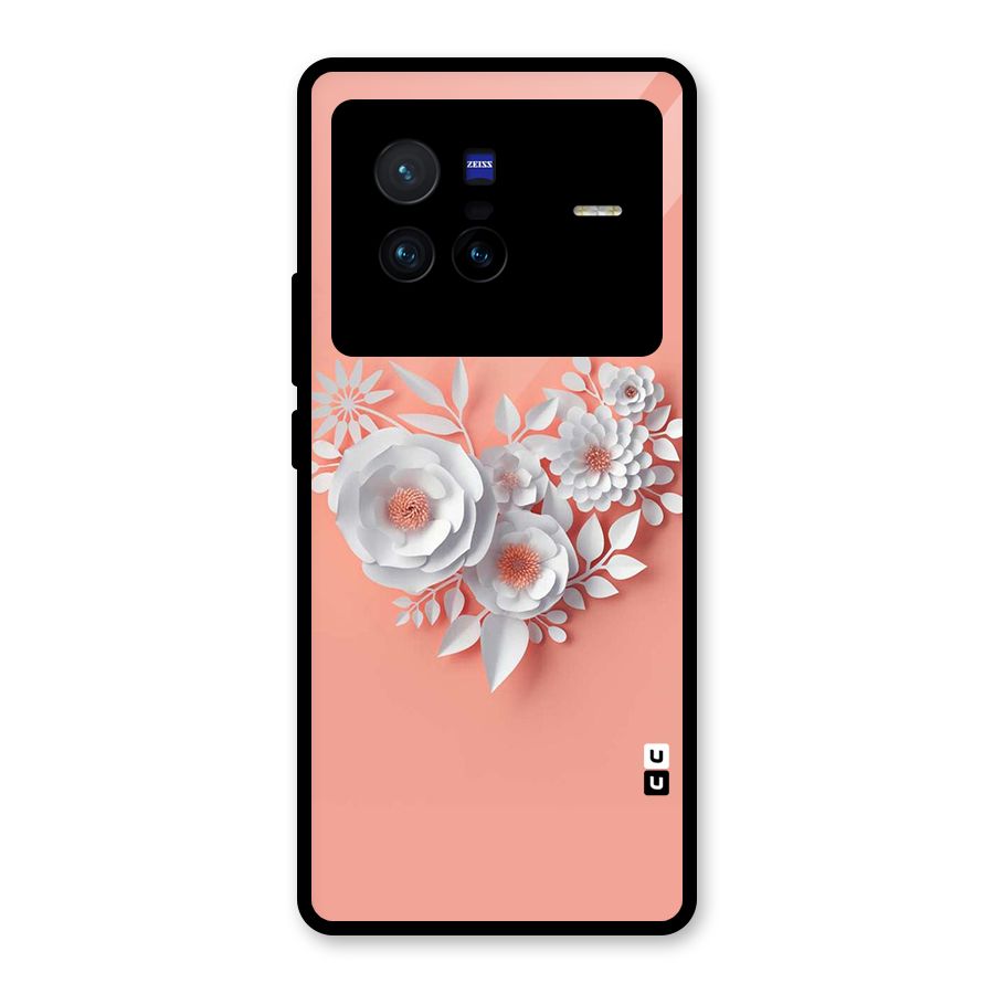 White Paper Flower Glass Back Case for Vivo X80