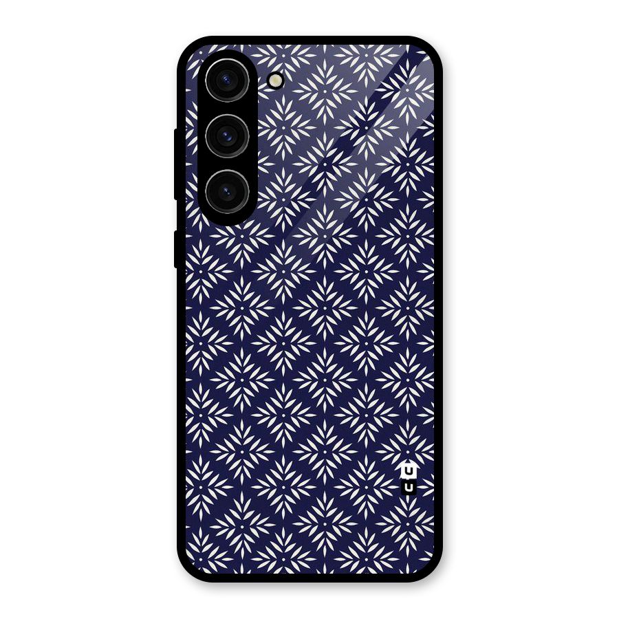 White Petals Pattern Glass Back Case for Galaxy S23 Plus