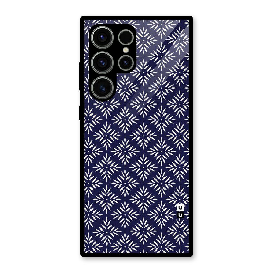 White Petals Pattern Glass Back Case for Galaxy S23 Ultra