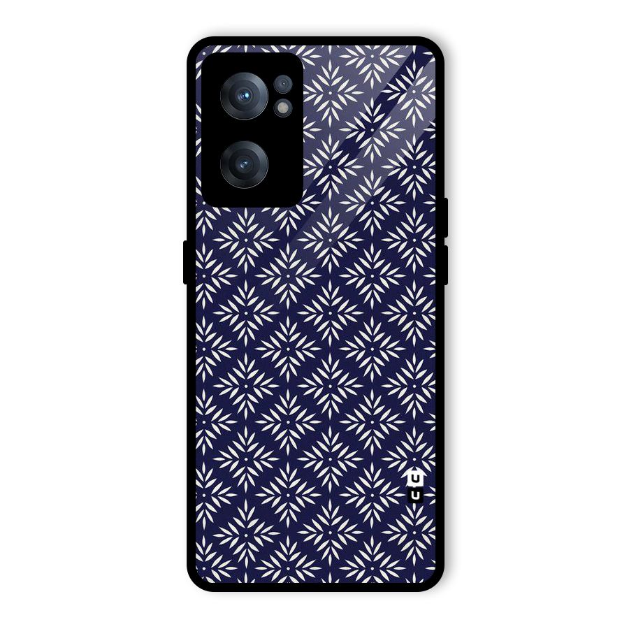 White Petals Pattern Glass Back Case for OnePlus Nord CE 2 5G