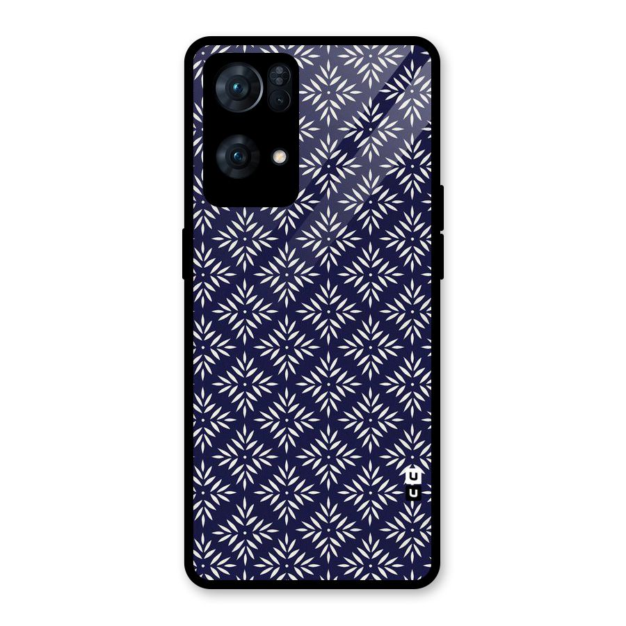 White Petals Pattern Glass Back Case for Oppo Reno7 Pro 5G