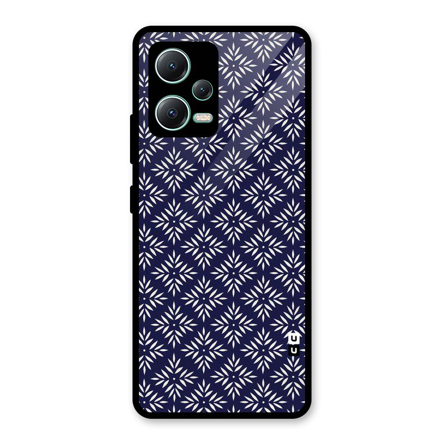 White Petals Pattern Glass Back Case for Redmi Note 12 5G