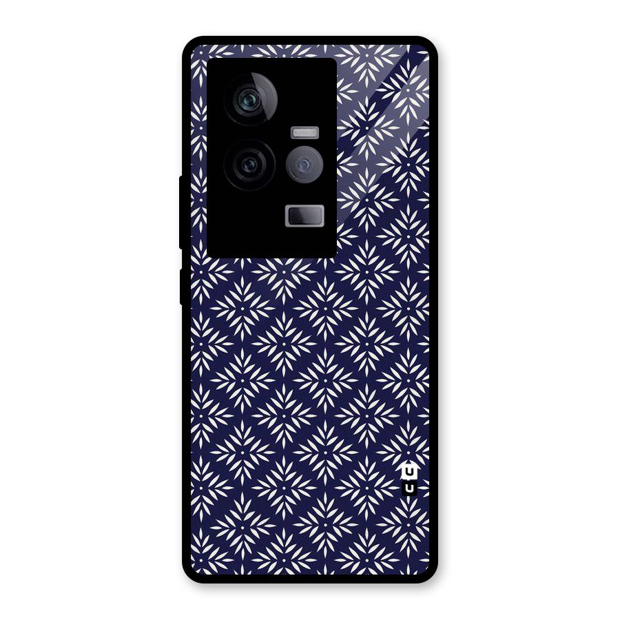 White Petals Pattern Glass Back Case for Vivo iQOO 11 5G