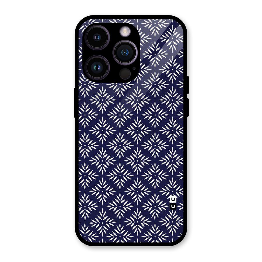 White Petals Pattern Glass Back Case for iPhone 14 Pro