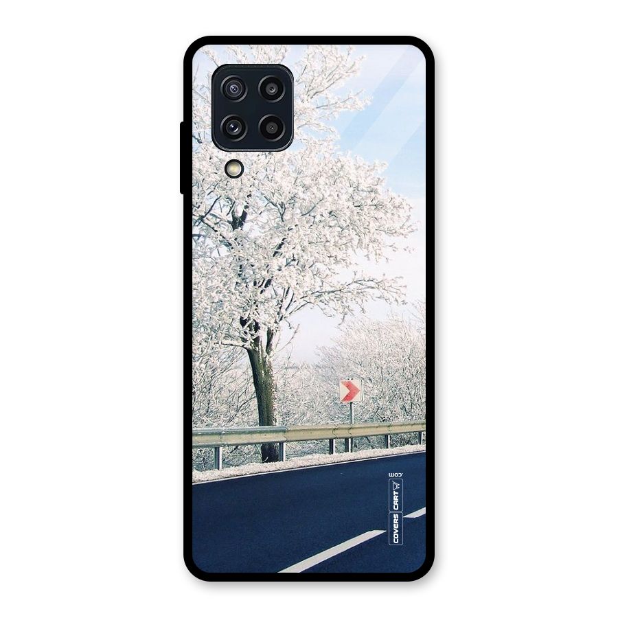 White Snow Tree Glass Back Case for Galaxy M32