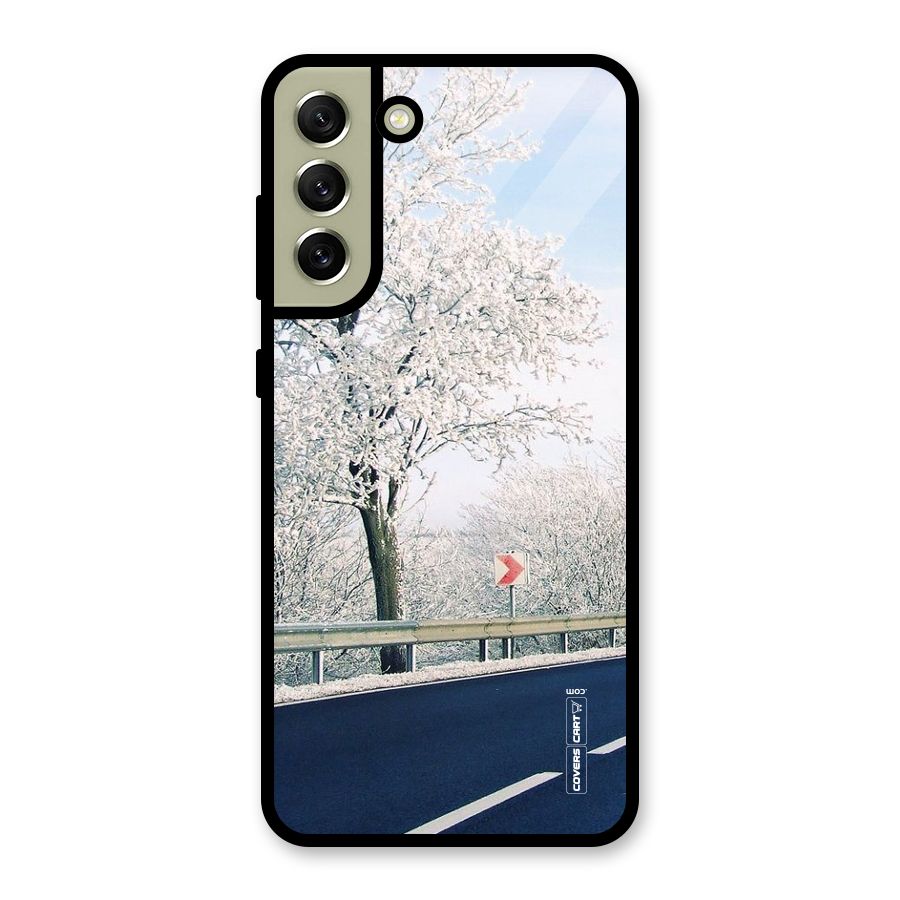 White Snow Tree Glass Back Case for Galaxy S21 FE 5G
