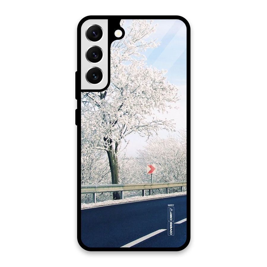 White Snow Tree Glass Back Case for Galaxy S22 Plus 5G