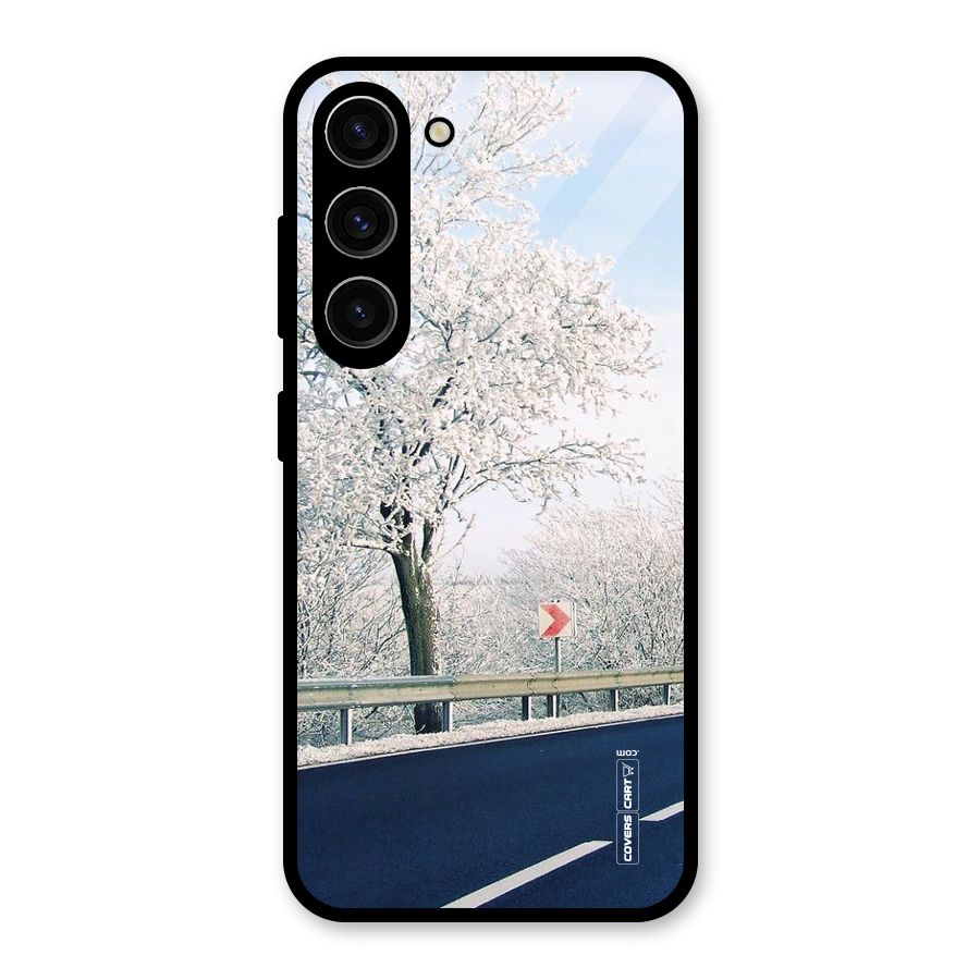 White Snow Tree Glass Back Case for Galaxy S23
