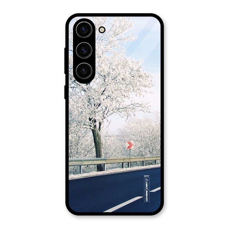 White Snow Tree Glass Back Case for Galaxy S23 Plus