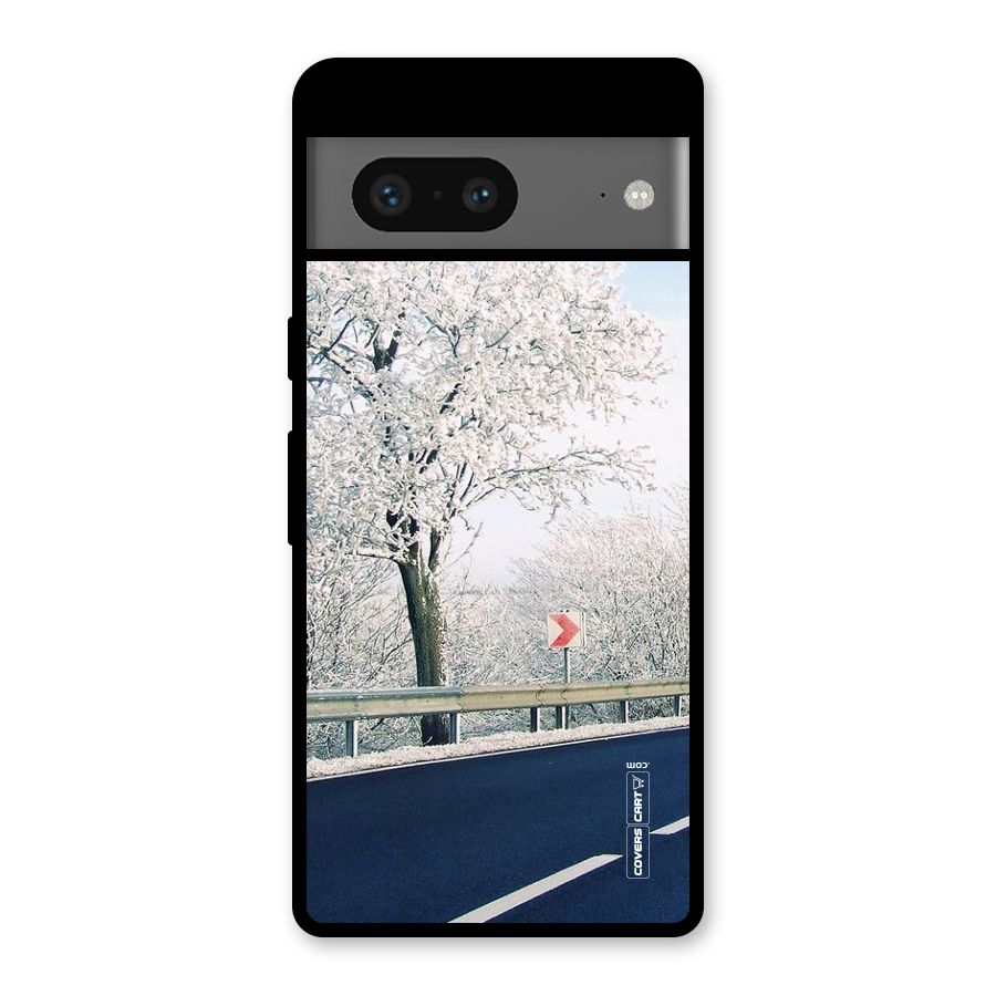 White Snow Tree Glass Back Case for Google Pixel 7