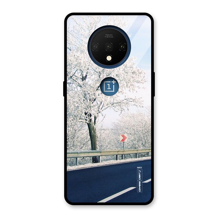 White Snow Tree Glass Back Case for OnePlus 7T