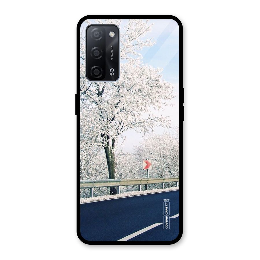 White Snow Tree Glass Back Case for Oppo A53s 5G