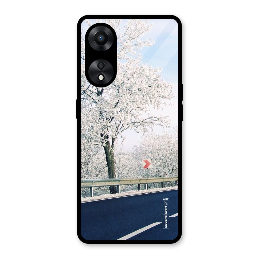 White Snow Tree Glass Back Case for Oppo A78