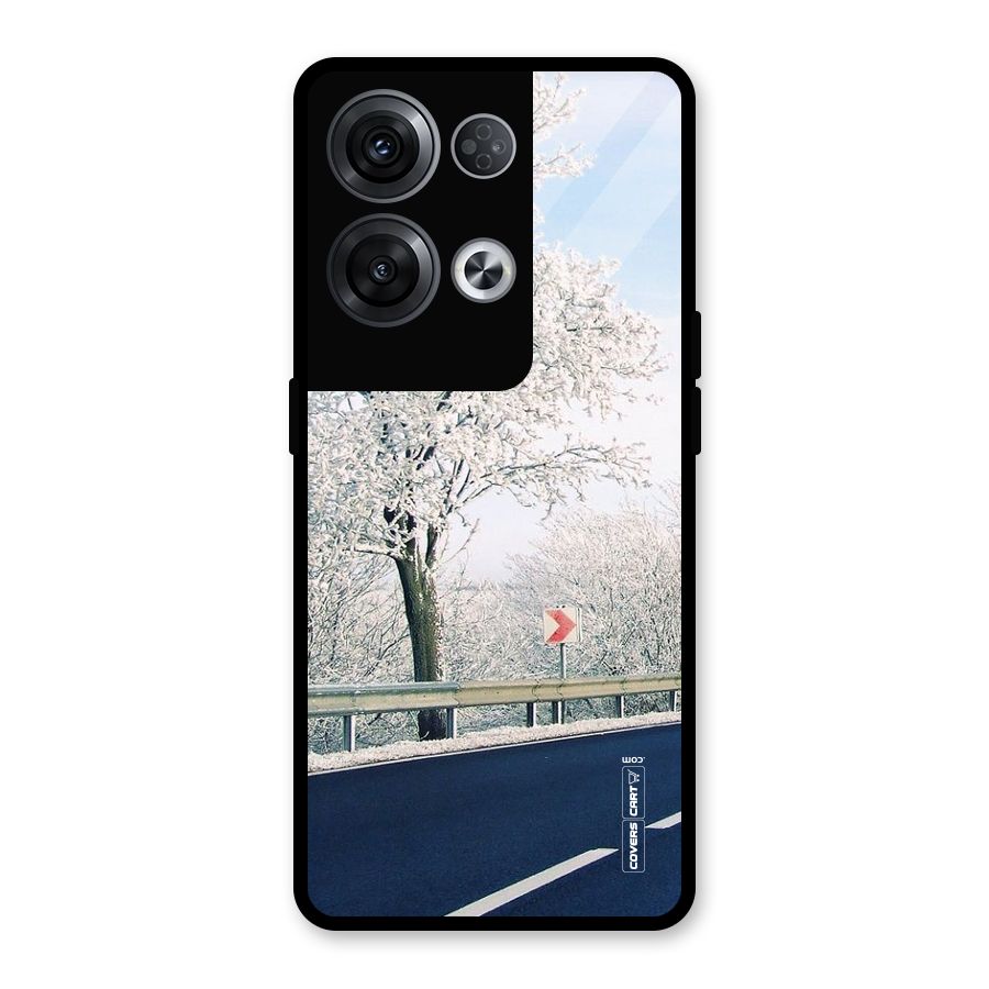 White Snow Tree Glass Back Case for Oppo Reno8 Pro 5G