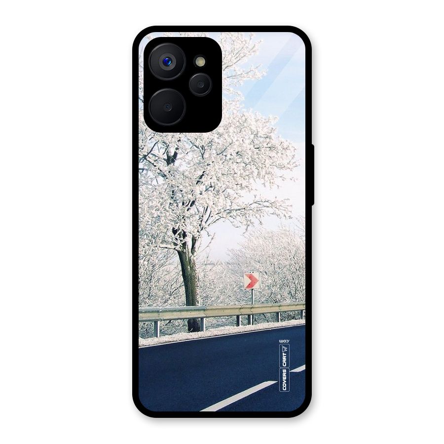 White Snow Tree Glass Back Case for Realme 9i 5G