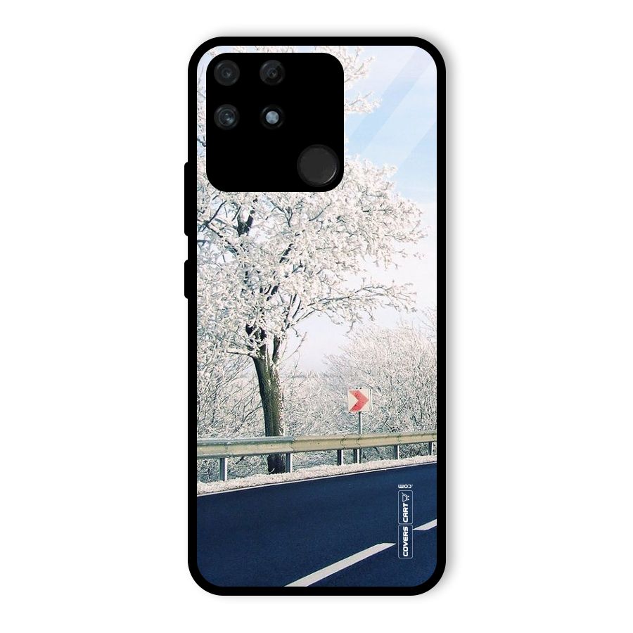 White Snow Tree Glass Back Case for Realme Narzo 50A