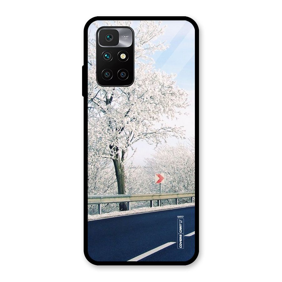 White Snow Tree Glass Back Case for Redmi 10 Prime