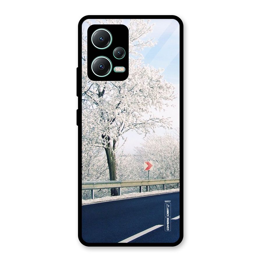 White Snow Tree Glass Back Case for Redmi Note 12 5G