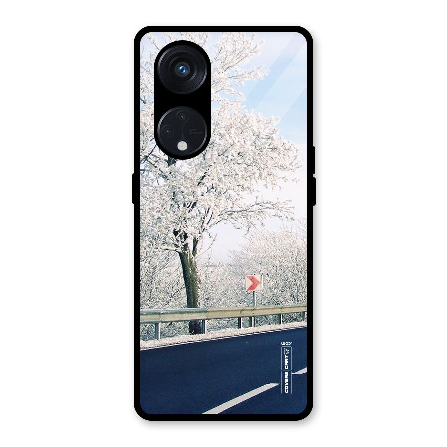 White Snow Tree Glass Back Case for Reno8 T 5G
