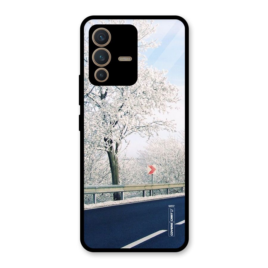 White Snow Tree Glass Back Case for Vivo V23 5G