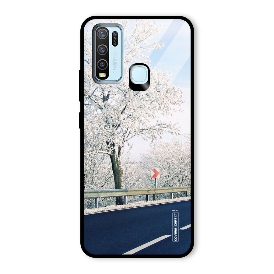 White Snow Tree Glass Back Case for Vivo Y30