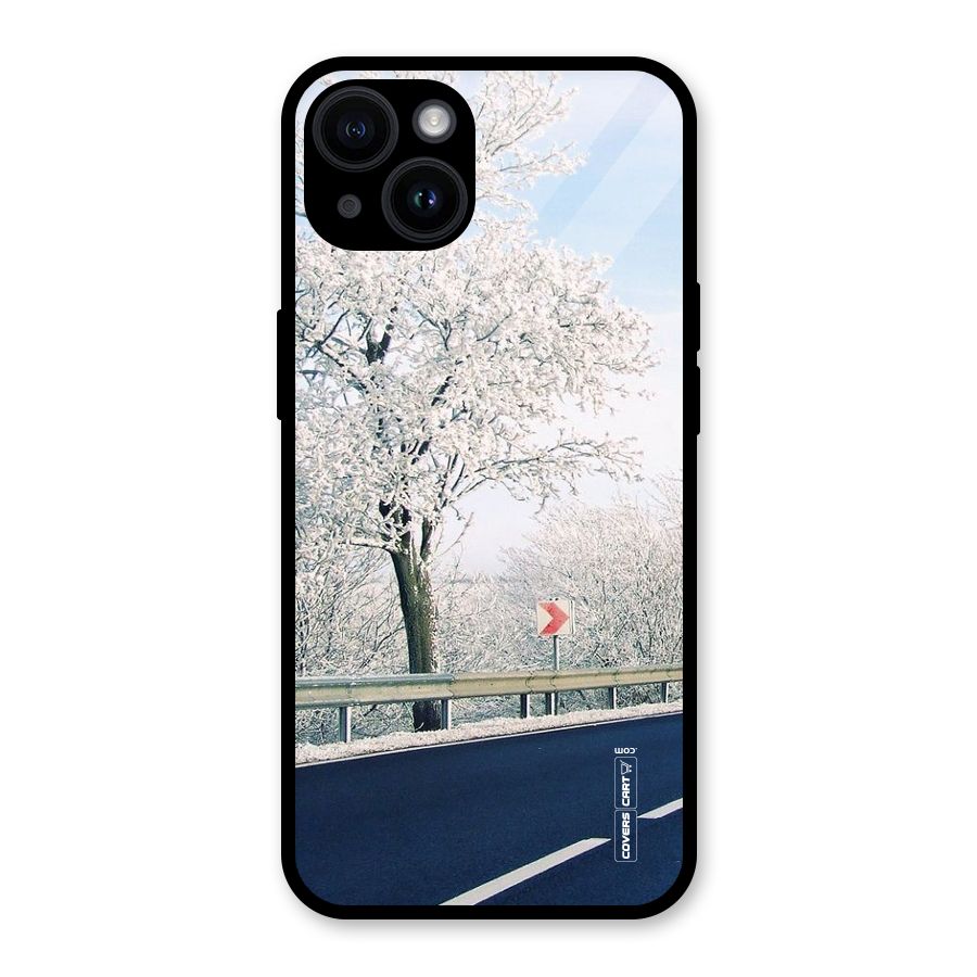 White Snow Tree Glass Back Case for iPhone 14